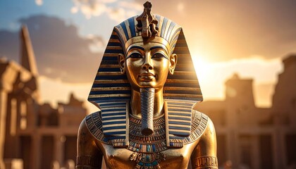 Golden Pharaoh Statue