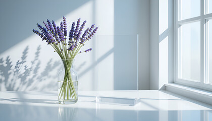 Vibrant floral bouquet in a vase on a table, bringing nature's blossom and color to interior home decor