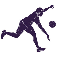 Obraz premium Dynamic silhouette of a male basketball player in action dribbling the ball with intense focus and athletic movement