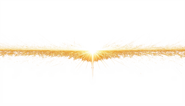 Glowing beam golden for insertion on transparent PNG background.
