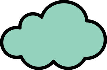 Stylized Mint Green Cloud Icon with Thick Black Outline for Digital Concepts
