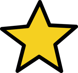Simple Yellow Star Illustration with Black Outline - Hand-Drawn Cartoon Style Graphic Element