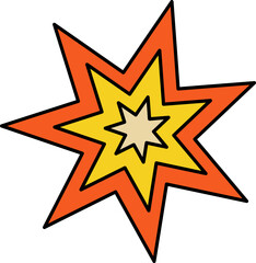 Vibrant Cartoon Explosion Burst Illustration. Comic Book Style Starburst Graphic.