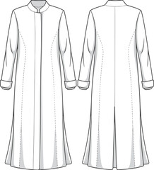 Diverse Fashion CAD Drawing Vector Illustration Set: Women's, Men's, and Baby Apparel Technical Flats for Design Templates, Patterns.