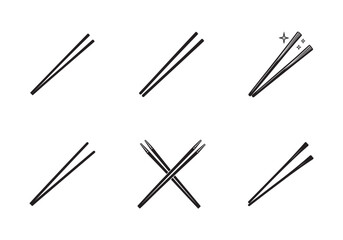 set of chopsticks icon silhouette vector illustration