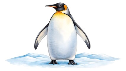 Fototapeta premium Majestic emperor penguin standing on icy terrain