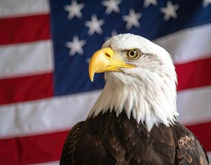 Bald eagle against American flag (3)