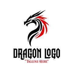 Obraz premium Creative Black Robot Dragon with Red Accents Logo for Fantasy Branding and Mythical Identity 