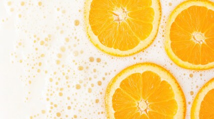 Orange slices foam bath bubbles background