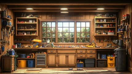 Well-lit, spacious workshop with ample storage