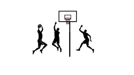 Obraz premium Basketball Player silhouette set vector illustration isolated On Transparent Background