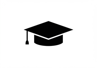 Black graduation cap icon on a white background representing education and achievement