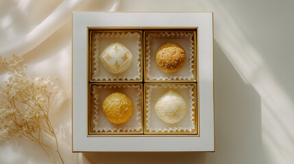 高級感あふれるゴールドの装飾が美しいお菓子のギフトボックス | ラグジュアリー