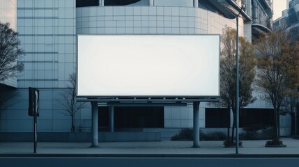 Large blank urban billboard on empty street in city center