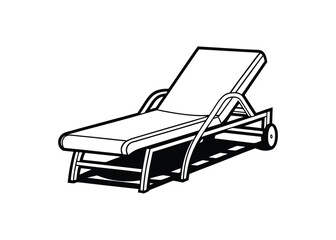 Silhouette of chaise lounge isolated on a white background