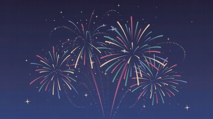 Festive fireworks display illuminating the dark night sky with sparkling stars