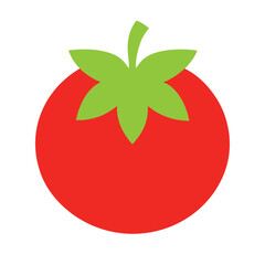 red tomato with green leaves