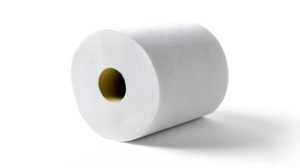 Fototapeta premium White toilet paper roll isolated on white background. 