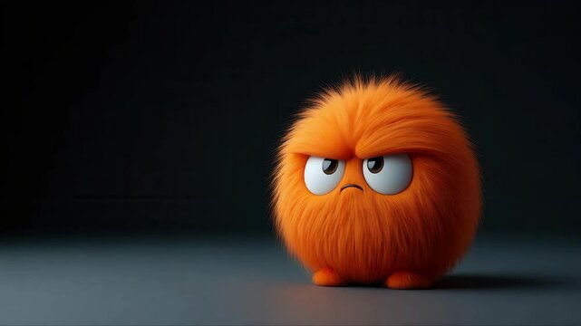 A fluffy orange critter scowls intensely radiating displeasure. This little guy clearly needs cheering up or perhaps a hug from someone brave.