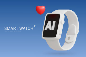 3D rendering of a Smart watch on a blue background.