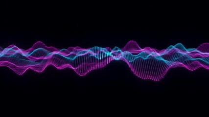 Abstract digital sound waves with dynamic colors on black background - Powered by Adobe
