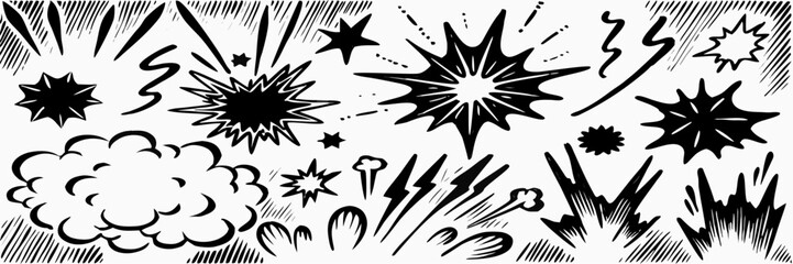 Hand-drawn Comic Book Explosion and Impact Effects