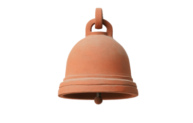 Golden metal bell isolated on white background vintage handbell for decoration and ringing sound