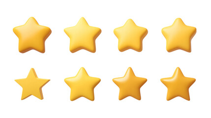 Obraz premium Eight golden stars isolated on white background