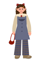 illustration of a charming girl with a stylish and cute colorful outfit