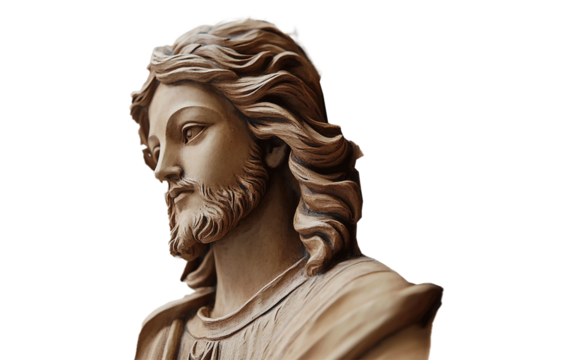 Virgin Mary statue isolated on white background simple religious sculpture