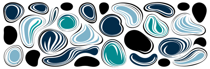 Abstract Blue and Black Organic Shapes Pattern