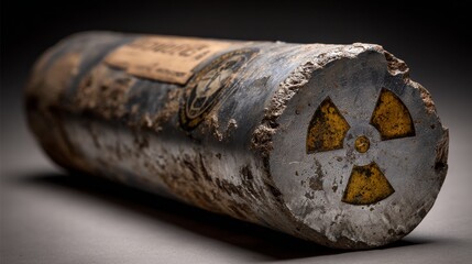 Enriched uranium billet, highly radioactive and tied to nuclear research, political tension, and the threat of nuclear war. 