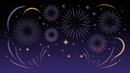 Festive fireworks display illuminating the dark night sky with sparkling stars