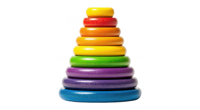 Colorful wooden rings stacked in a pyramid (3)