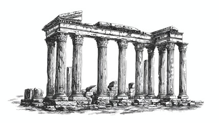 Obraz premium Majestic Ancient Roman Temple Ruins with Corinthian Column