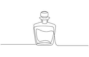Continuous one line drawing of perfume bottle or dispenser, Premium vector, Drawing of a perfume bottle in one line. Modern outline illustration. Editable.