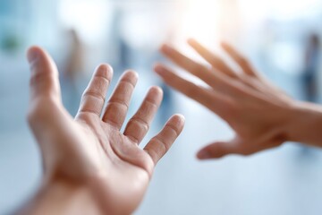 Reaching out to connect with others in a vibrant social environment