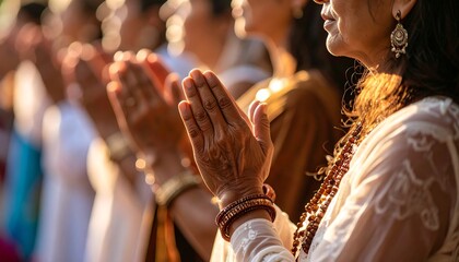 Hands clasped in prayer, diverse group (5)