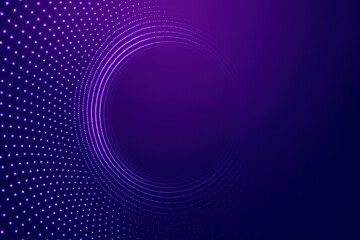 Abstract glowing purple particles forming concentric circles on a dark gradient background