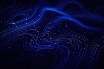 Abstract flowing blue lines and glowing particles create a dynamic digital landscape with depth and movement