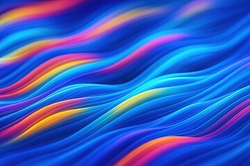Abstract flowing waves of vibrant blue pink yellow and orange colors creating a dynamic and energetic visual