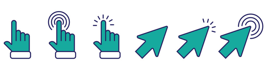 set of cursor icons. collection of cursor icon. cursor, click, app, arrow icon. set of cursor icon. vector stock. 