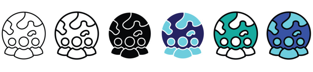 Earth Globe with Paw Print Icon Set – Environmental and Wildlife Conservation Symbol Collection

