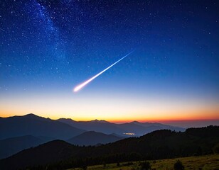 Meteor over mountains at dawn