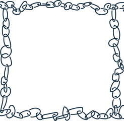The cartoon line frame consists of chains.