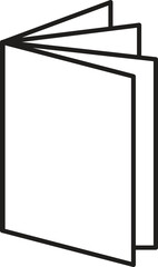 Folded open book icon symbolizing minimal style reading document or simple novel with transparent background