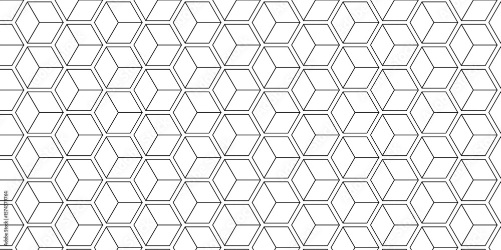 Poster seamless pattern with hexagon square cube geometric pattern shapes grid metal element texture design