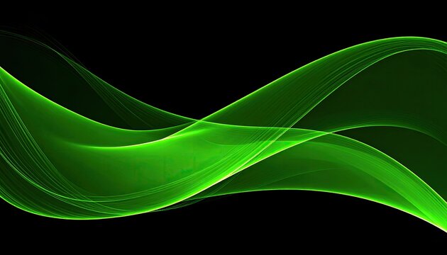 Abstract green waves on black background (1) - Powered by Adobe
