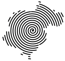 Naklejka premium Symbol Map of the Provincia Teruel (Spain) showing the territory with a black spiral line