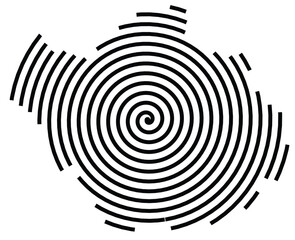 Symbol Map of the Departement Aube (France) showing the territory with a black spiral line